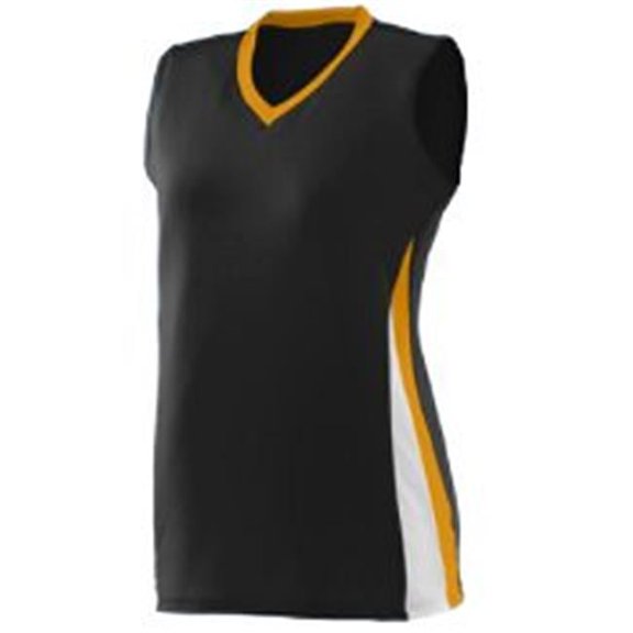 1355A Ladies Tornado Jersey - Black, Gold & White, Large