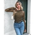 thumbnail image 6 of Zeagoo Women's Going Out Top Long Sleeve Sheer Mesh Shirts Fitted Mock Neck Trendy Blouses, 6 of 7