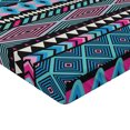 thumbnail image 2 of Ambesonne Ethnic Fitted Sheet, Bohem Vintage Shapes, Twin XL Size, Dark Blue Hot Pink, 2 of 3
