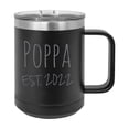 thumbnail image 1 of Poppa Est. 2022 Established Stainless Steel Vacuum Insulated 15 Oz Engraved Double-Walled Travel Coffee Mug with Slider Lid, 1 of 1