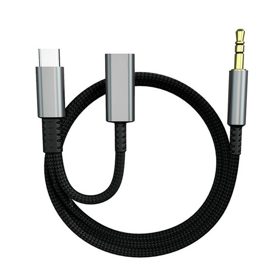 USB C to 3.5mm Aux Cable with Charger, 2 in 1 USB C to 3.5mm Car Stereo Headset Audio Cable with Charging Adapter