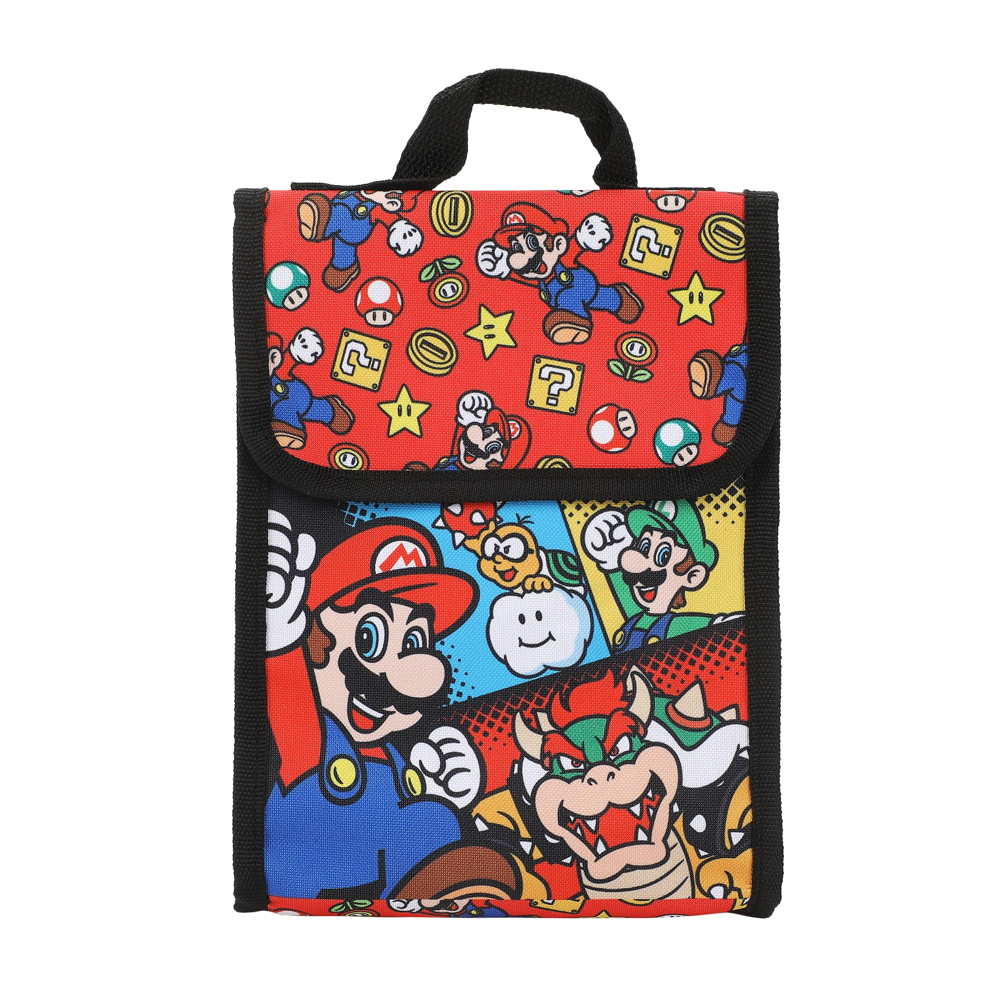 Ensemble De 5 Pièces Super Mario Avec Sac À Dos 16", Sac À Lunch, Trousse, Porte-Clés Et Mousqueton