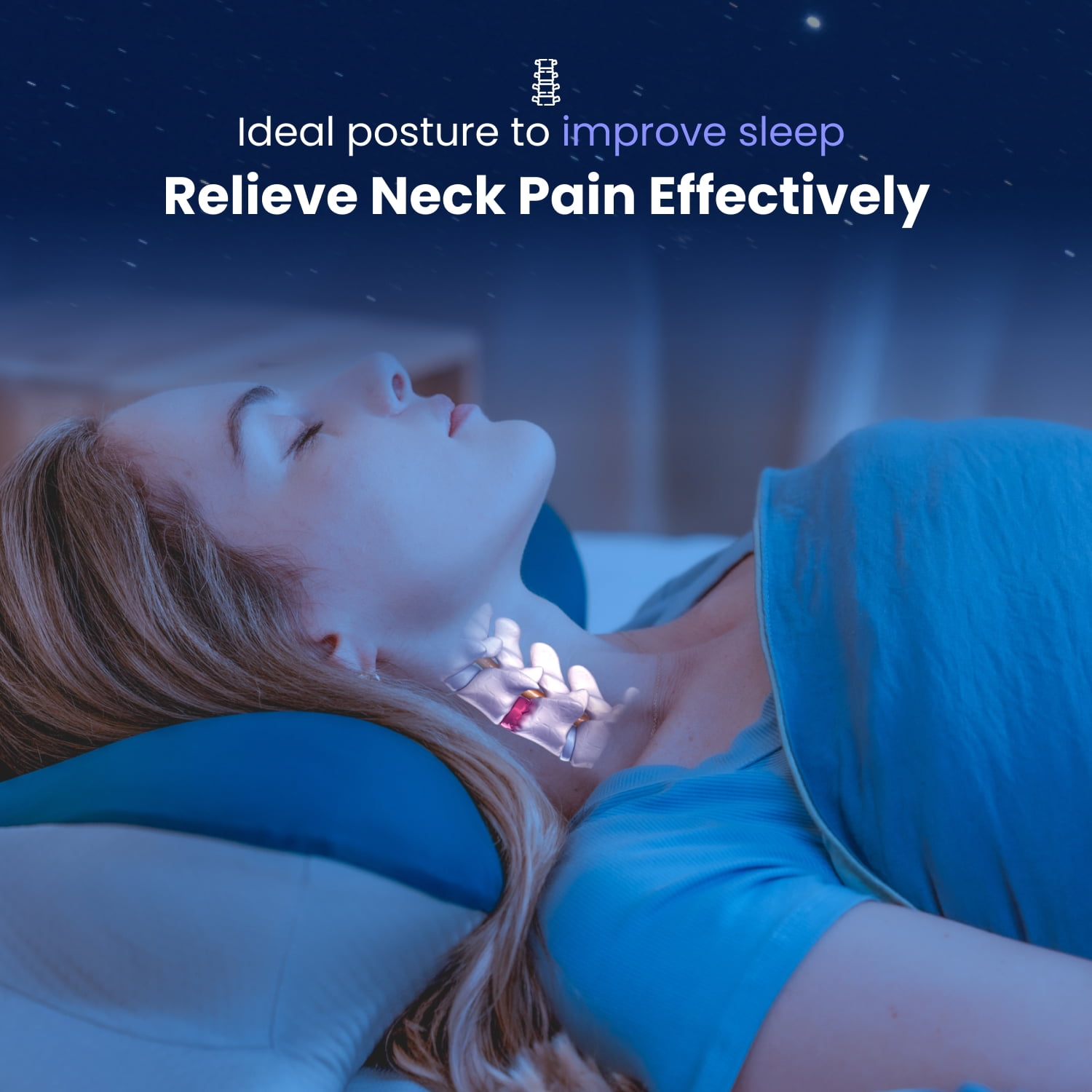 RENPHO 2-Pack Neck Support Pillows for Pain Relief, Orthopedic Cervical Pillow for Side Back Stomach Sleeper