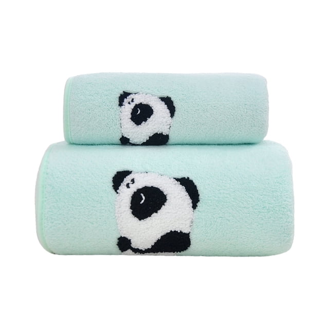 Toalla de baño con bordado de oso, juego de toallas de baño, suave, absorbente de agua, anticaída, juego de regalo, gorro de baño de terciopelo
