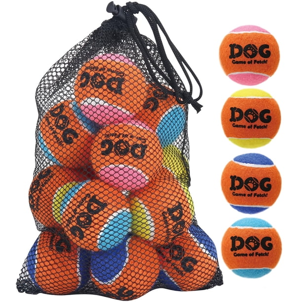 Pelotas de tenis AMA SPORT Squeaky para perros 2.0 para perros pequeños, paquete de 12