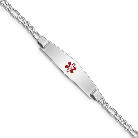 Sterling Silver Medical ID Figaro Link Bracelet - 7.9 Grams - 8 Inch - Lobster Claw