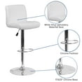 thumbnail image 6 of BizChair 2 Pack Contemporary White Vinyl Adjustable Height Barstool with Rolled Seat and Chrome Base, 6 of 14