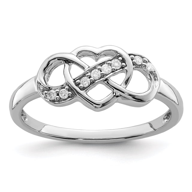 Bague Cœur en Argent Sterling 925 Rhodium avec Diamant