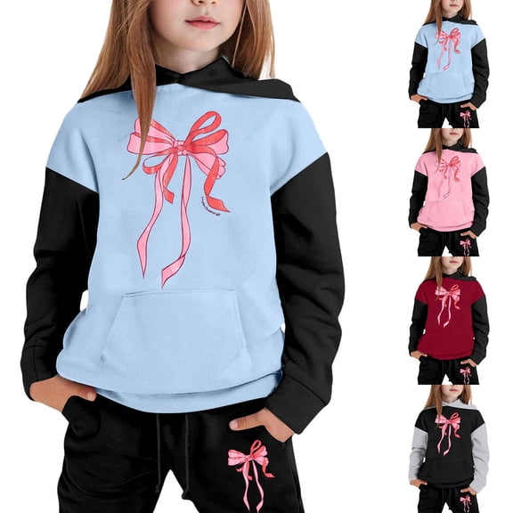 MuXiKeJi Clothes Toddler Girl Sets Fall Cartoon Print Long Sleeve Trendy Pullover Tops and Jogger Pants Fall Outfits for Girls