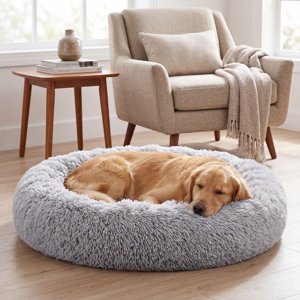 CONCETTA Fluffy Donut Dog Bed, Large, Gray