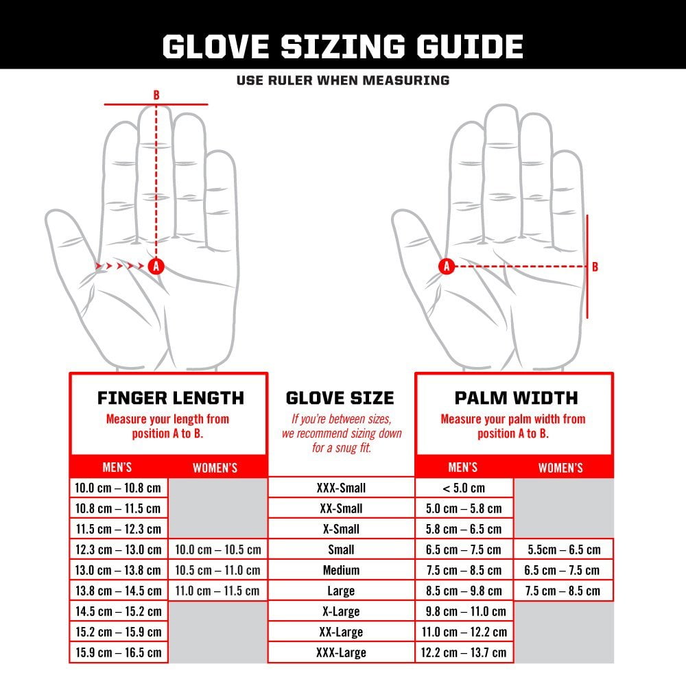Dragon Fire Glove Size Chart