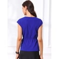 thumbnail image 3 of DARING DIVA Women's Peplum Tops Cap Sleeve Twist Front Top XS Royal Blue, 3 of 6
