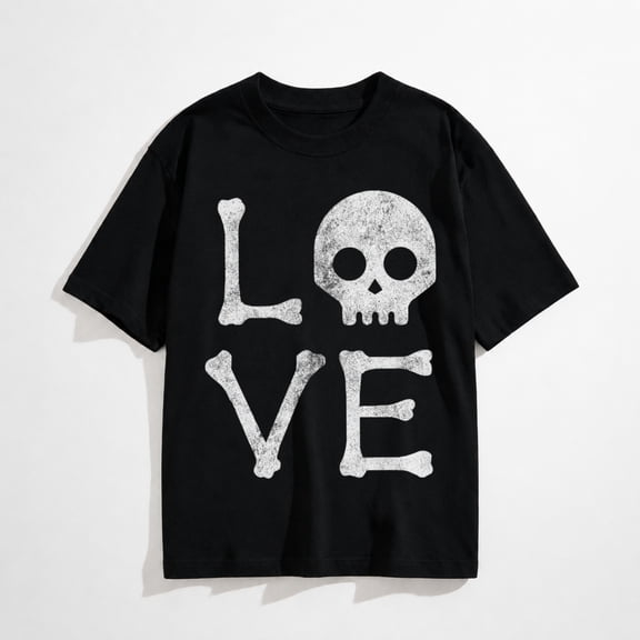 Womens Love Skull T Shirt Funny Skeleton Bones Halloween Party Graphic Tee