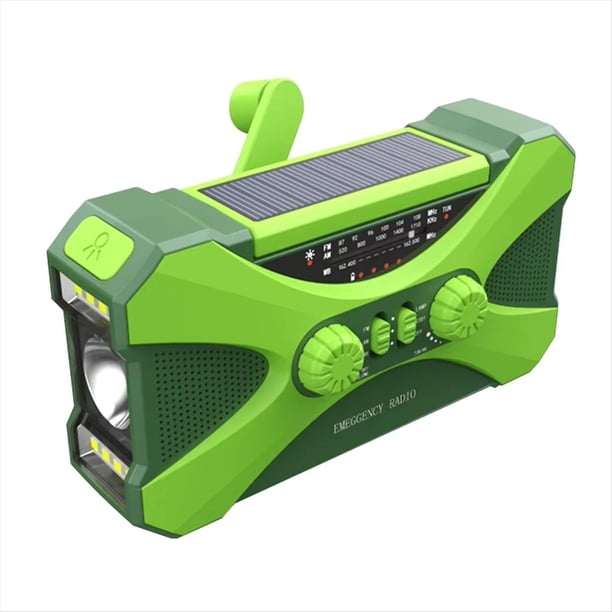 Radio de Emergencia Solar de 10000 MAh, Manivela, AM/FM/NOAA, Alerta SOS, Linterna, Lámpara de Lectura, Cargador de Teléfono A