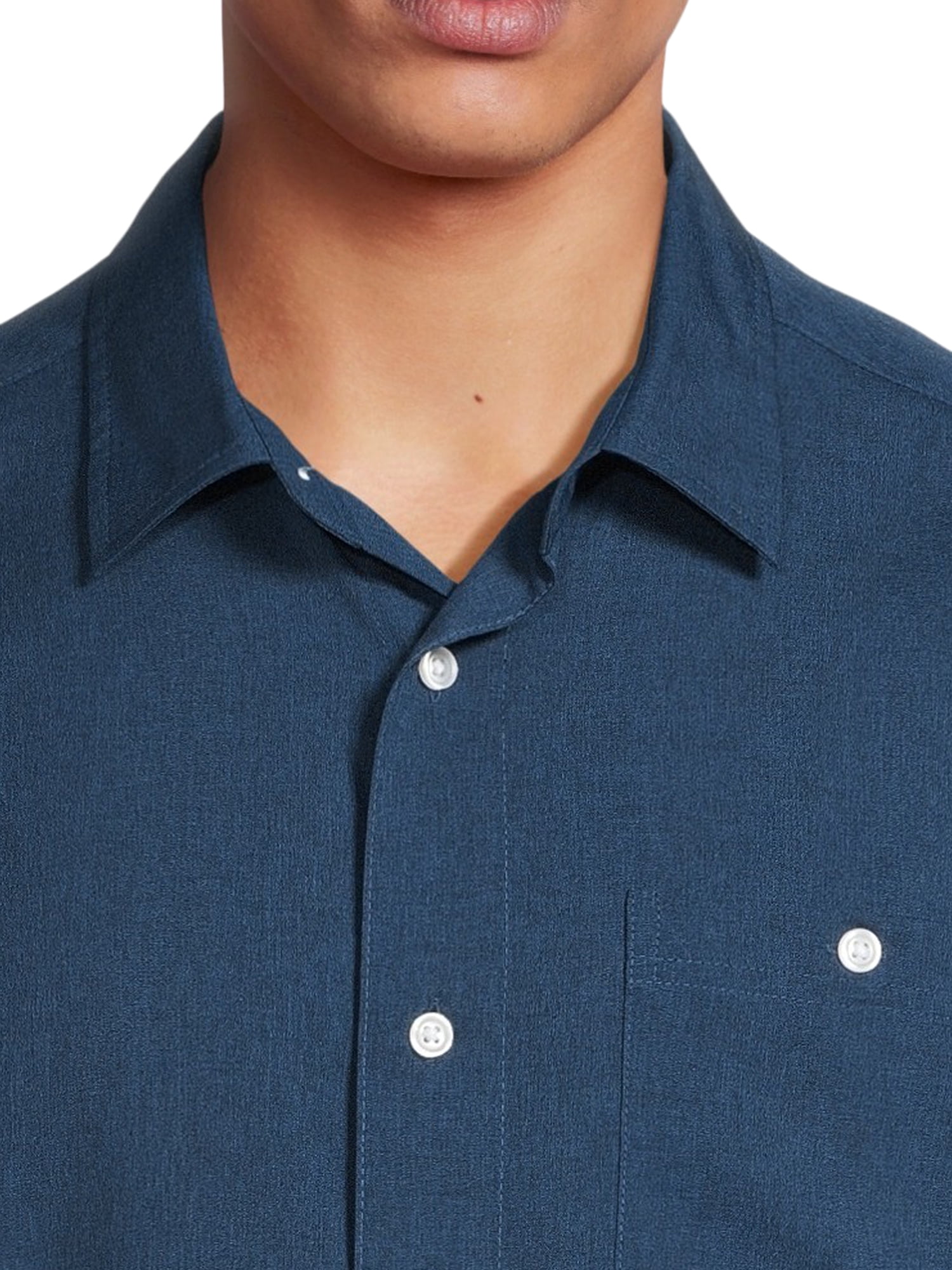 George Men's & Big Men's Microfiber Button-Up Shirt with Short Sleeves, Sizes S-3XL