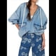 thumbnail image 1 of Sudadera Vaquera con Capucha y Media Cremallera para Mujer, Chaqueta Vaquera, Tops Azul L, 1 of 10