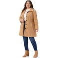 thumbnail image 4 of Agnes Orinda Women's Plus Size Pea Coat Single Breasted Overcoat Lapel Long Sleeves Belt Winter Outerwear with Pockets 3X Camel, 4 of 6