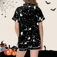 thumbnail image 4 of Gelikeya Girls Pajamas 10-12 Halloween Pajamas Short Sleeves Collared T Shirts Shorts 2pc Outfits All Saints' Day Sleepwear Girls Fashion 2-13Y (Black, 10-11 Years), 4 of 5