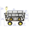 thumbnail image 5 of Gzxs Large Steel Multifunctional Garden Cart with 4 Detachable Double Side Plates, 600LBS Load 4-Wheeled Trailer can be Used in Farms, Warehouses （Black+Yellow）, 5 of 8