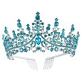thumbnail image 1 of 1 Uds. Coronas de Tiara de cristal Lake BlueTone, corona de princesa elegante con peines, Tiaras, disfraces de cumpleaños, accesorios para el cabello para mujeres y niñas, 1 of 7