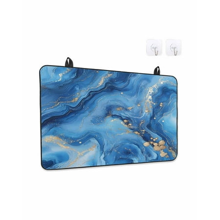 Stove Top Covers for Electric Stove 31x24 Inches Blue Marble Heat Insulation Fireproof Glass Cooktop Protector Ombre Modern Abstract Ink Painting Multipurpose Countertop Stovetop Cover for Kitchen