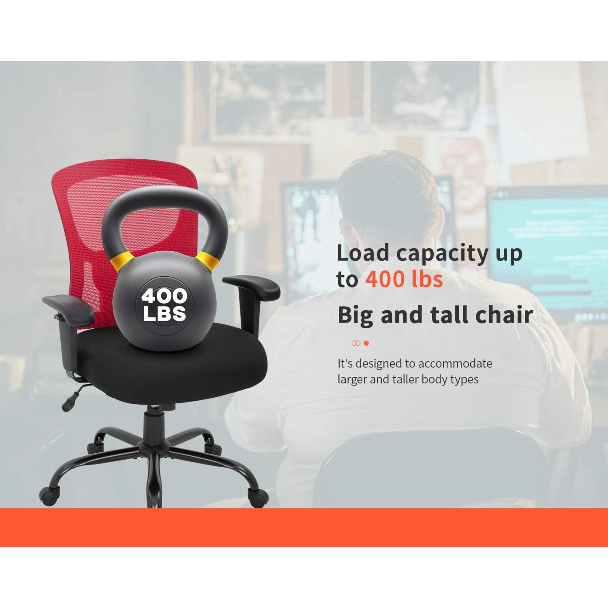 BestOffice Mesh Swivel Office Desk Chair, Red