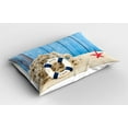 thumbnail image 2 of Ambesonne Vintage Pillow Sham 2 Pack, Beach Coastline Welcome, 30"x20", Eggshell Blue Red, 2 of 3
