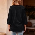 thumbnail image 4 of Qwertyu Womens Top 3/4 Sleeve T-shirts for Women Casual Crew Neck Three Quarter Length Sleeve Solid Fashion Loose Pullover Black S, 4 of 7