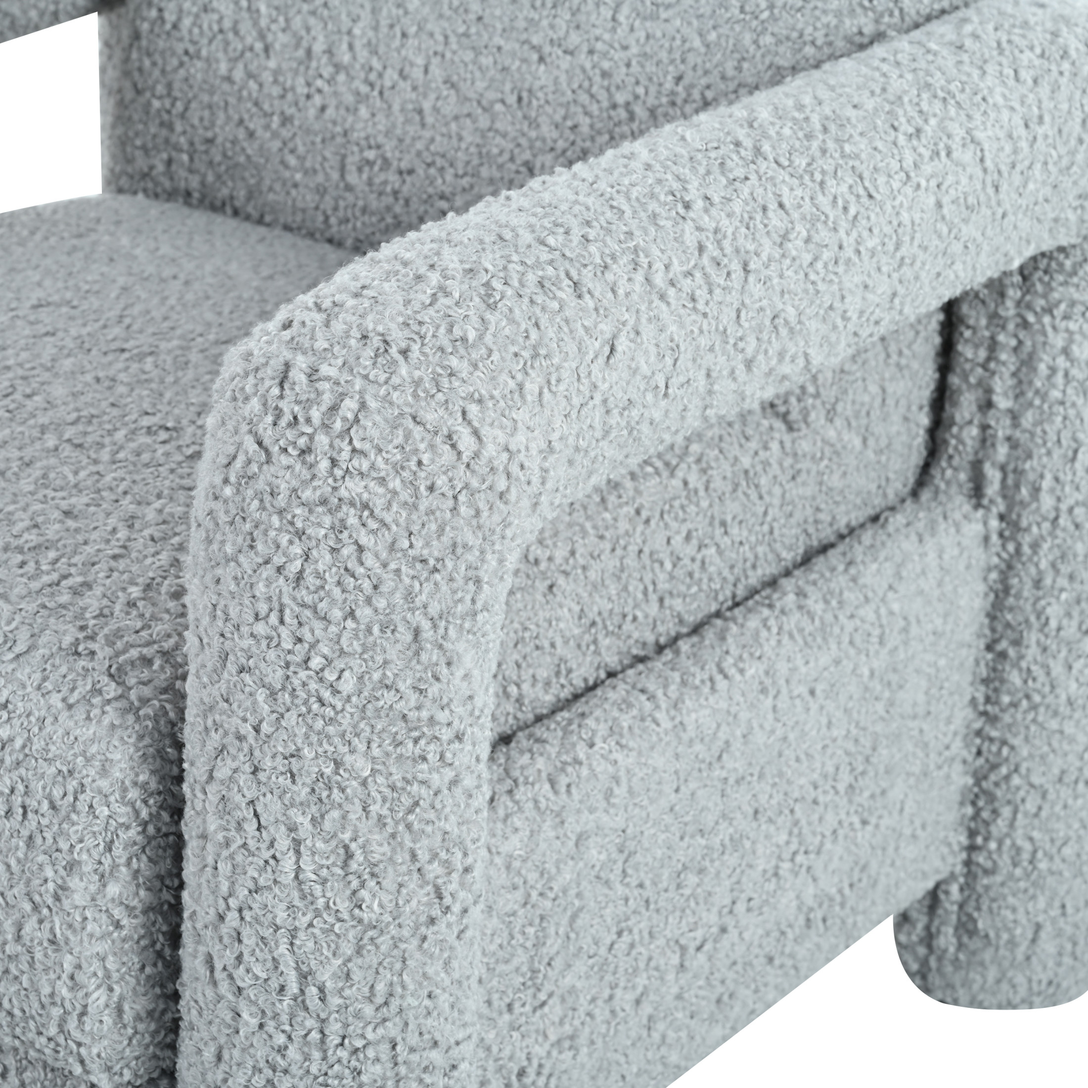 Quillson Modern Upholstered Teddy Fabric Push Back Recliner, Light Grey