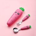 thumbnail image 1 of 1pc/1set Creative Cartoon Carrot Tableware, Children's Fork Spoon With Handle, Portable Children's Tableware, For Toddlers Kids, 1 of 5