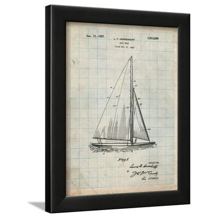 Herreshoff R 40' Gamecock Racing Sailboat Patent Framed Print Wall Art By Cole (Best Racing Sailboats Under 30 Feet)
