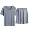 thumbnail image 2 of Aueoeo Pajamas For Men Summer Nightshirt Pjs Sleepwear Nightwear Lightweight Short Sleeve Soft Sleepwear 2 Piece Set Gray XXL, 2 of 3