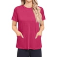 thumbnail image 4 of Domuza Women Post Surgery Shirts Comfort Adaptive Medical Short Sleeve Crew Neck Shirts Open Back Wear Sofy Solid Color Recovery Outfits with Pockets Hot Pink S, 4 of 8