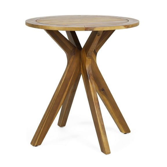 GDF Studio Brigitte Outdoor Acacia Wood Circular Bistro Table, Teak