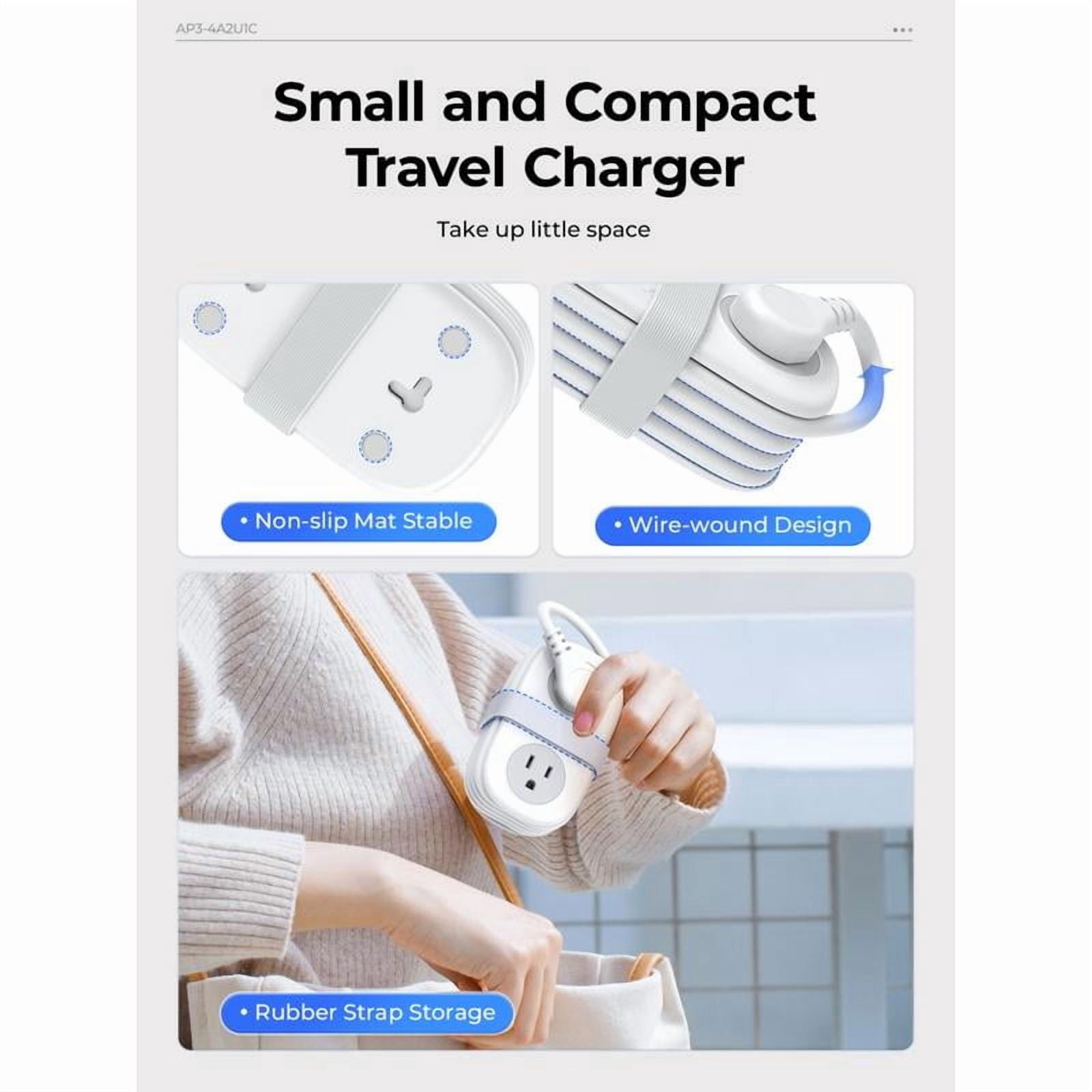Travel Power Strip, ORICO 4 Outlets 3 USB Ports (1 USB C) with 4FT Wrapped Short Extension Cord Small Power Strip, Compact for Hotel Travel Essentials Cruise Approved