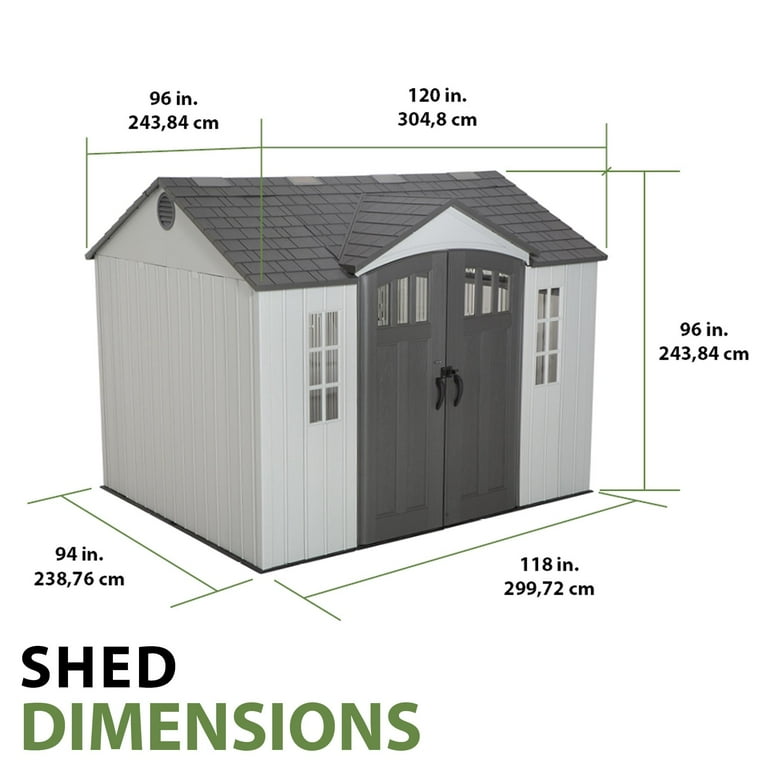 Lifetime Polyethylene Outdoor Storage Shed, 8' x 8' x 10', Gray