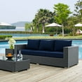 thumbnail image 4 of Modern Contemporary Urban Design Outdoor Patio Balcony Sofa, Navy Blue, Rattan, 4 of 5