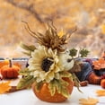thumbnail image 6 of Large Harvest Pumpkin Figurine for Halloween Festival, Resin Tabletop Ornament with Maple Leaf and Sunflower Details, Warm Fall Decor for Living Room Desk, Entryway and Farmhouse Home Layout, 6 of 6