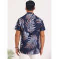 thumbnail image 3 of DARING DIVA Men's Short Sleeve Button Down Camp Collar Leaf Print Shirts M Dark Blue, 3 of 7