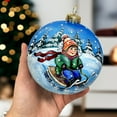 thumbnail image 3 of STP Goods Boy on Sled Glass Christmas Ball Ornament 3.9" (10 cm) Hand-Painted Christmas Tree Ornament Collectible Christmas Tree Hanging Decoration Blue Green, 3 of 3