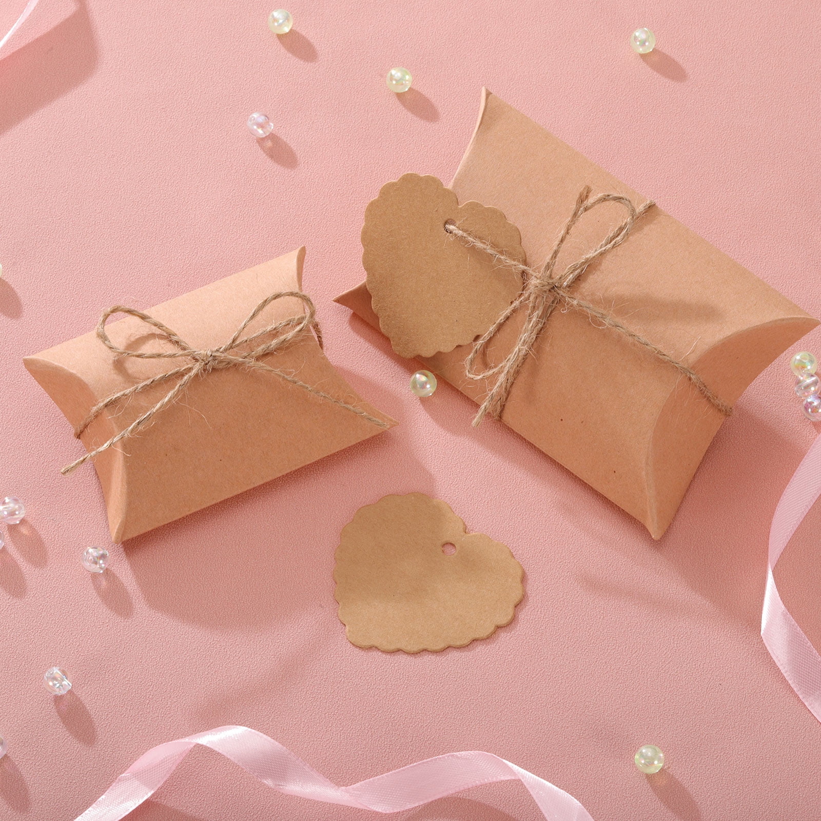 Unique Bargains Gift Boxes with Ribbons Presents Paper Candy Favor Box 5.1"x3.5"x1" Brown
