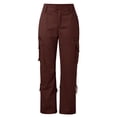 thumbnail image 4 of Yubnlvae Cargo Pants Womens Retro Cargo Pants With Pockets Outdoor Casual Ripstop Camo Construction Multiple Pocket Work Pants Women's Pants Coffee, 4 of 5
