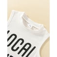 thumbnail image 5 of 2Pcs Baby Boy Summer Outfits, Sleeveless Letter Print Tank Tops + Knot Front Shorts Set 1 Months-24 Months, 5 of 9