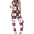 thumbnail image 5 of Women Christmas Pajama Set Long Sleeve Fleece Sleepwear Two Piece Pjs Winter Loungewear Snowman Print Nightwear, 5 of 7