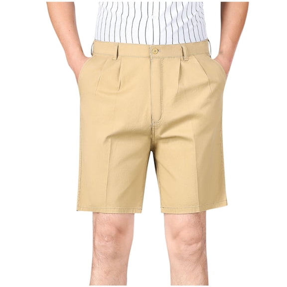 Njagoc3 Mens Solid Color Dress Shorts, Tailored Fit, Wrinkle - Resistant for Summer Casual Office Days & Weekend Gatherings