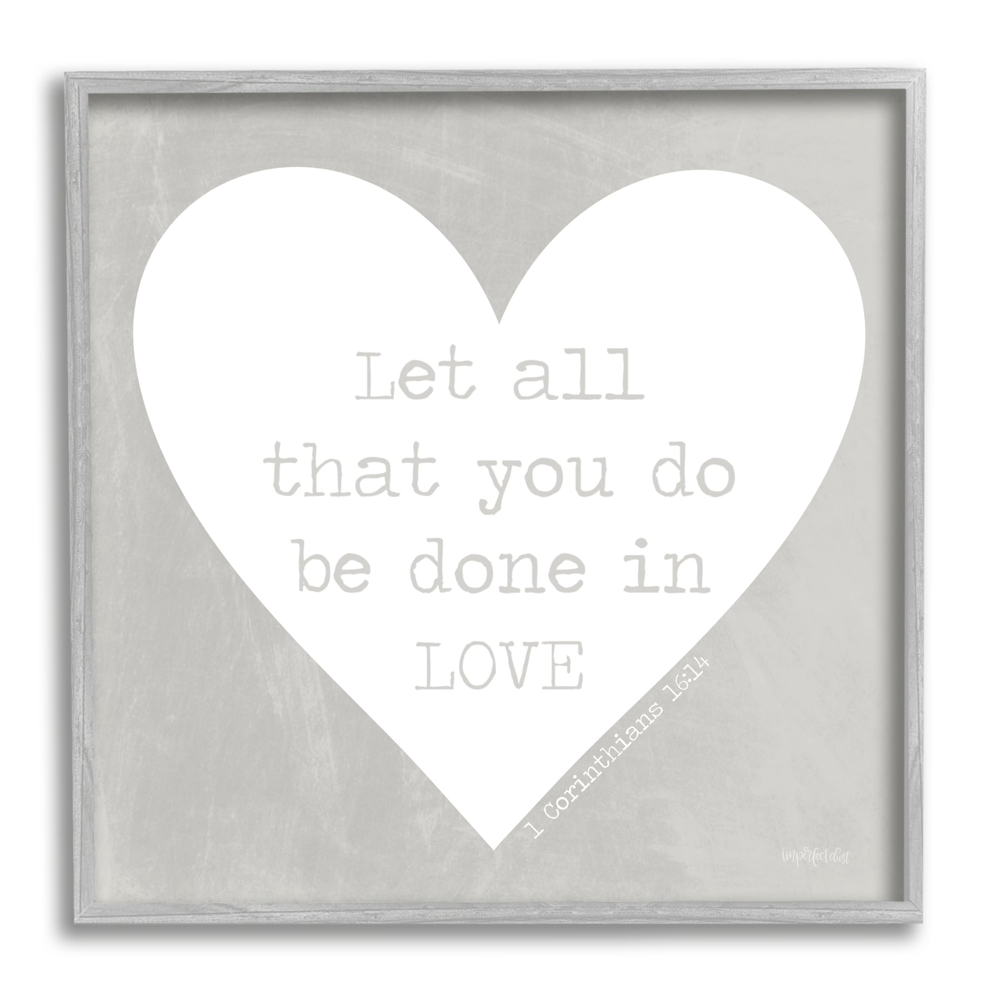 Stupell Industries Uplifting Religious Quote Bible Verse Heart Shape Graphic Art Gray Framed Art Print Wall Art, Design by Imperfect Dust
