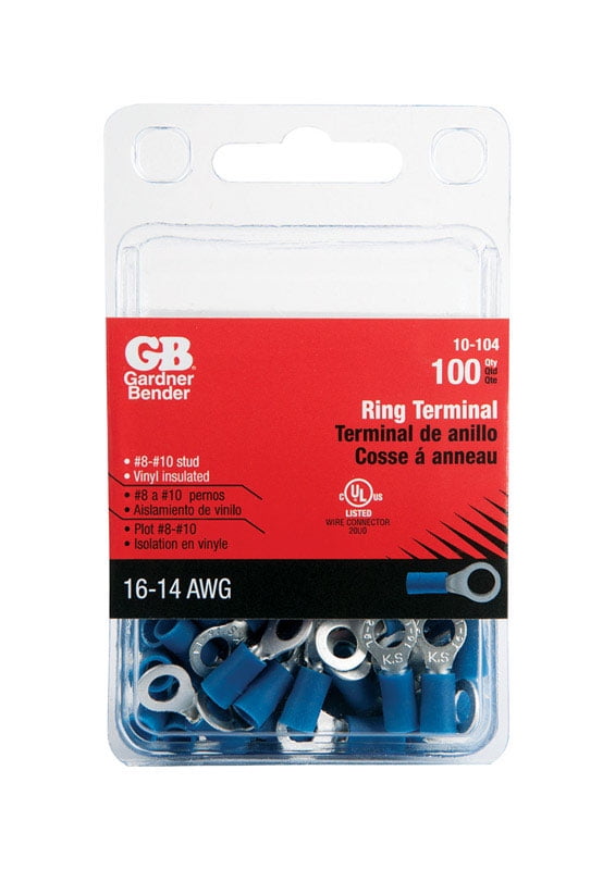 Gardner Bender 10 104 100PK Ring Terminal 100 Pack Blue