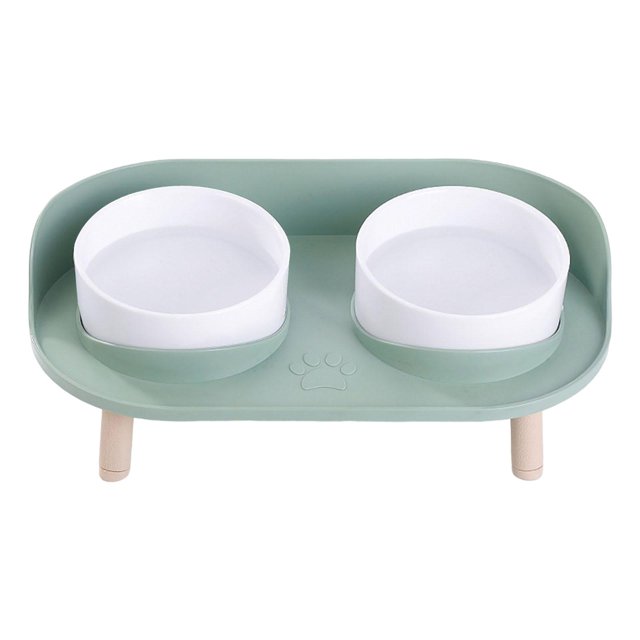 Tazón para perros y gatos, soporte para platos, altura DIY para beber, comer, tazón de alimentación, plato de alimentación para mascotas Verde Yuyangstore Cuencos para gatos