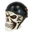 thumbnail image 6 of Day of The Dead Biker Skull Skeleton with Red Cross Black Helmet Mini Figurine, 6 of 8