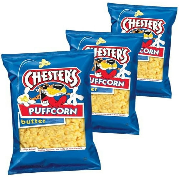 Chesters Butter Puffcorn 3.25 oz | No hulls or hard kernels | Pack of 3